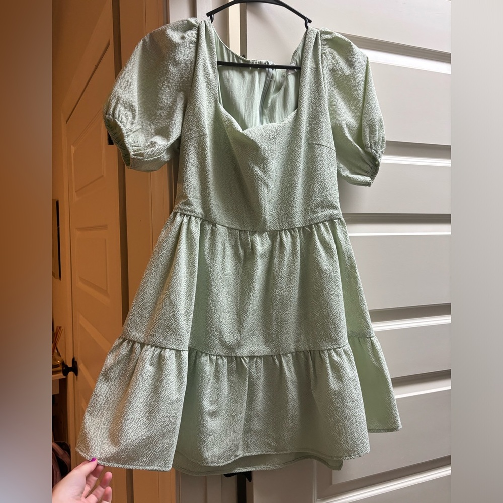 Vestique Green Ruffled Tiered Sundress